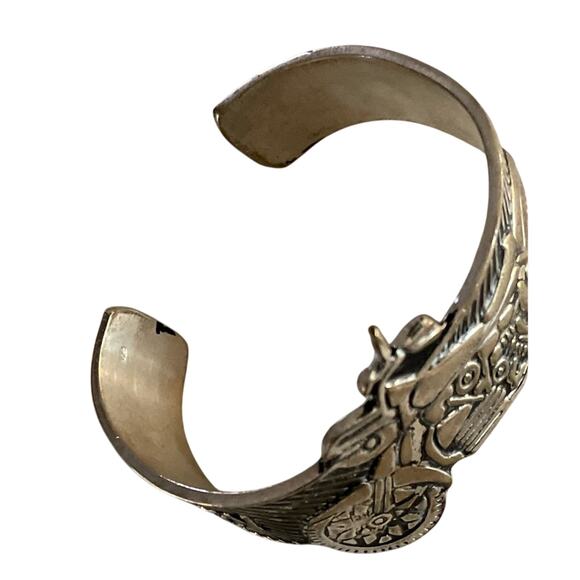 Silver Motorcycle Cuff Harley Davidson handcrafted - Picture 4 of 6